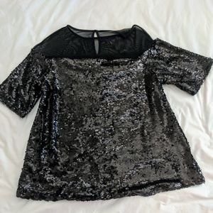 Roaman's Black Sequin Top